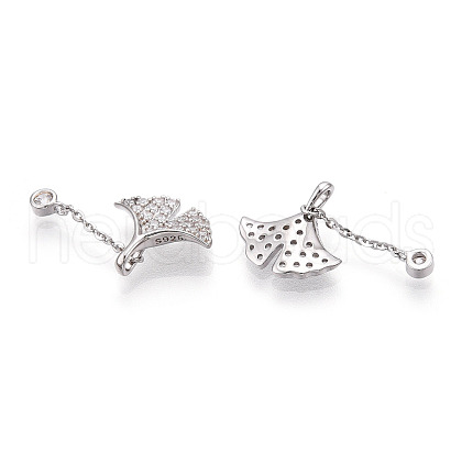 Rhodium Plated 925 Sterling Silver Micro Pave Cubic Zirconia Charms STER-T004-13P-1