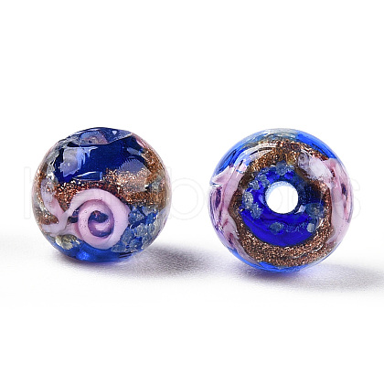 Luminous Handmade Gold Sand Lampwork Beads LAMP-T021-03O-1