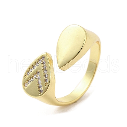 Rack Plating Brass Micro Pave Cubic Zirconia Finger Ring RJEW-C072-28G-1