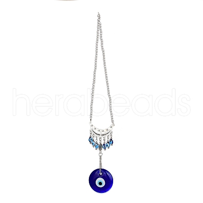 Evil Eye Alloy Lampwork Pendant Decorations HJEW-M005-02A-AS-1