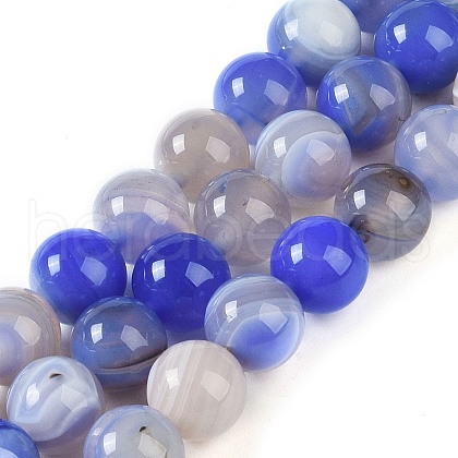 Natural Striped Agate/Banded Agate Beads Strands G-Z060-A01-C26-1