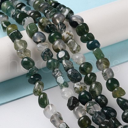 Natural Moss Agate Beads Strands G-D081-A02-1