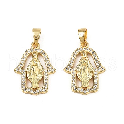 Brass Micro Pave Cubic Zirconia Pendants KK-S526-43G-1