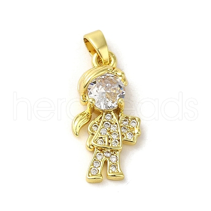 Rack Plating Brass Micro Pave CLear Cubic Zirconia Pendants KK-C053-07B-G-1