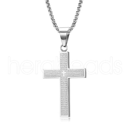 Stainless Steel Cross Pendant Necklace Men Women Hip-hop Jewelry Non-fading TX5023-3-1