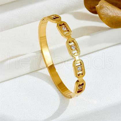 Oval 304 Stainless Steel Pave Cubic Zirconia Bangles FS-WG9D319-01-1