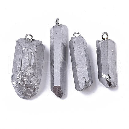 Vacuum Plating Natural Quartz Crystal Pendants G-R461-07F-1