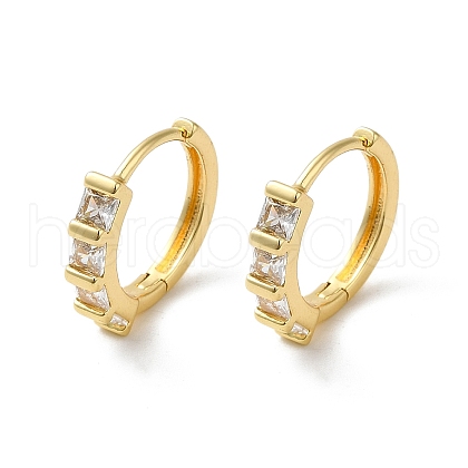 Brass Micro Pave Cubic Zirconia Huggie Hoop Earrings KK-E084-86G-1