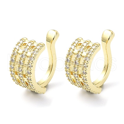 Rack Plating Brass Micro Pave Cubic Zirconia Cuff Earring EJEW-C086-12G-1