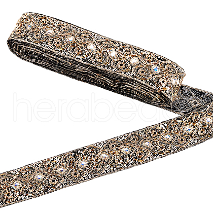 Ethnic Embroidered Polyester Sequins Trim Ribbon OCOR-WH0070-136C-1