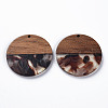 Transparent Resin & Walnut Wood Pendants X-RESI-T035-35E-2