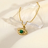 Vintage Stainless Steel Pave Synthetic Stone Eye Pendant Necklaces IT1199-3-1