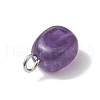 Natural & Synthetic Mixed Gemstone Cuboid Charms with Iron Loops PALLOY-JF02786-02-5