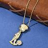 Brass Micro Pave Clear Cubic Zirconia Pendant Necklaces NJEW-M084-01G-01-5
