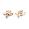 Brass Micro Pave Cubic Zirconia Letter Links ZIRC-I042-16G-F-1