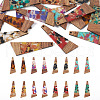  16Pcs 8 Colors Transparent Resin & Walnut Wood Big Pendants RESI-TA0001-95-10