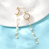 Round Brass Natural Freshwater Pearl Tassel Stud Earrings EJEW-U072-02G-1