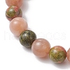 Natural Unakite & Multi-Moonstone Beaded Stretch Bracelets BJEW-JB11951-02-4