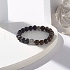 Natural Bronzite & Lava Rock Round Beads Stretch Bracelet BJEW-JB07457-2