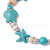 Starfish & Turtle Natural Freshwater Shell Beads Stretch Bracelets for Women BJEW-JB11922-01-4