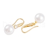 Rack Plating Brass Cubic Zirconia ABS Pearl Earring Hooks EJEW-S219-16G-05-2