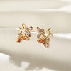 925 Sterling Silver Micro Pave Cubic Zirconia Stud Earrings EJEW-K284-06G-2