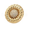Sunflower Brass Micro Pave Clear Cubic Zirconia Cuff Finger Rings for Women RJEW-M098-02G-2