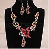 Fashionable Alloy Rhinestone & Enamel Dangle Earrings & Necklaces Sets FS-WG2F17F-03-1