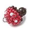 5Pcs 5 Colors Seed Beads & Natural Tiger Eye Beaded Charms PALLOY-MZ00333-5