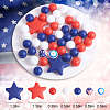 104Pcs 4th of July US Independence Day Silicone Beads Patriotic Blue Red White Round Star Beads America Flag Stars & Stripes Beads for Independence Day DIY Crafts Home Tiered Tray Decor JX601A-2