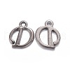 Gunmetal Plated Alloy Letter Pendants PALLOY-P097-03-D-1