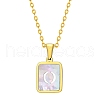 Shell Rectangle Pendant Initial Necklaces PW-WGEBFCF-15-1