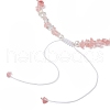 Cherry Quartz Glass Chip & Imitaton Round Pearl Beaded Adjustable Necklaces NJEW-JN05227-01-5