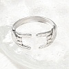 304 Stainless Steel Rock & Roll Hand Gesture Cuff Rings for Women Men RJEW-B118-02P-2