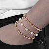 2Pcs 2 Styles Round Brass Beads Stretch Bracelets for Women IB6055-3