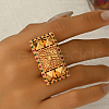 Brass Micro Pave Cubic Zirconia Geometric Adjustable Finger Rings for Women OQ0008-4-2
