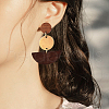 Coconut Brown Wood Stud Earring Findings EJEW-CJC0001-13-5