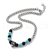 Natural & Synthetic Mixed  Gemstone with 201 Stainless Steel Necklaces NJEW-Q334-02-2