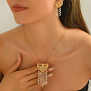 Elegant Middle Eastern Style Brass Micro Pave Cubic Zirconia Tassels Earrings & Necklaces Set for Women XY2551-3
