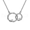 Occidental Style Brass Crystal Rhinestone Twisted Two Rings Heart Necklaces for Women WG6907A-01-5