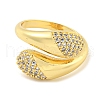 Brass Micro Pave Clear Cubic Zirconia Open Cuff Ring for Women RJEW-M173-06B-G-2