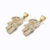 Brass Micro Pave Clear Cubic Zirconia Pendants ZIRC-S067-040-NR-2
