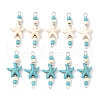 10Pcs 2 Colors Dyed Synthetic Turquoise Starfish Rondelle Round Beaded Connector Charms PALLOY-JF04015-1