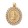 Brass Micro Pave Clear Cubic Zirconia Pendants KK-U076-13G-1