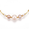 Brass Natural Fresh Water Pearl Beaded Bracelets for Women BJEW-T022-10G-4