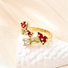 Brass Micro Pave Cubic Zirconia Cuff Rings for Women RJEW-F184-13B-G-3