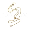 304 Stainless Steel Round Shell Pearl Pendant Lariat Necklaces for Women NJEW-U031-03G-3