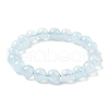 Natural Aquamarine Round Bead Stretch Bracelets for Men Women BJEW-U034-01A-01-4