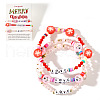 3Pcs Christmas Theme Handmade Polymer Clay & Glass Bicone Beads Stretch Bracelet Sets QY3550-12-1