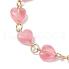 Heart Glass Beads Link Bracelets for Woman BJEW-JB11529-3